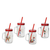 Kitchen Goods Drinking Glass Jar 13.2cm - Red (4 Assorted)